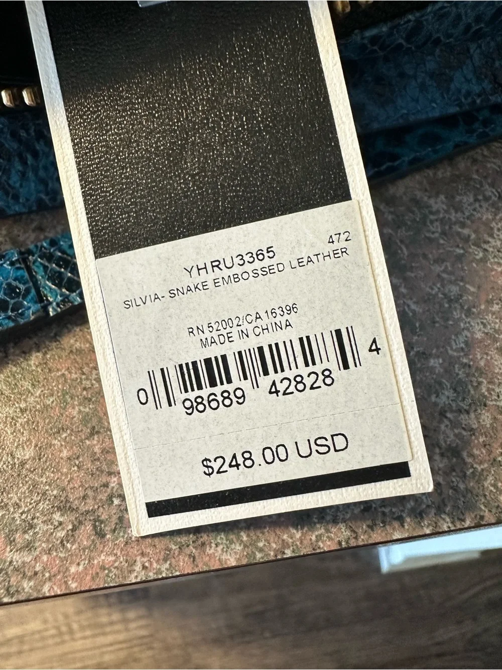 Juicy Couture Teal Snake-Print Shoulder Bag with Gold Chain Accents